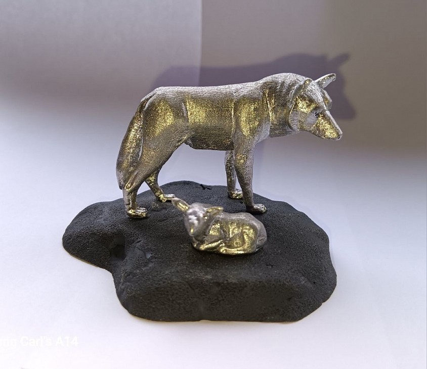 Pewter Lamb and Wolf diarama